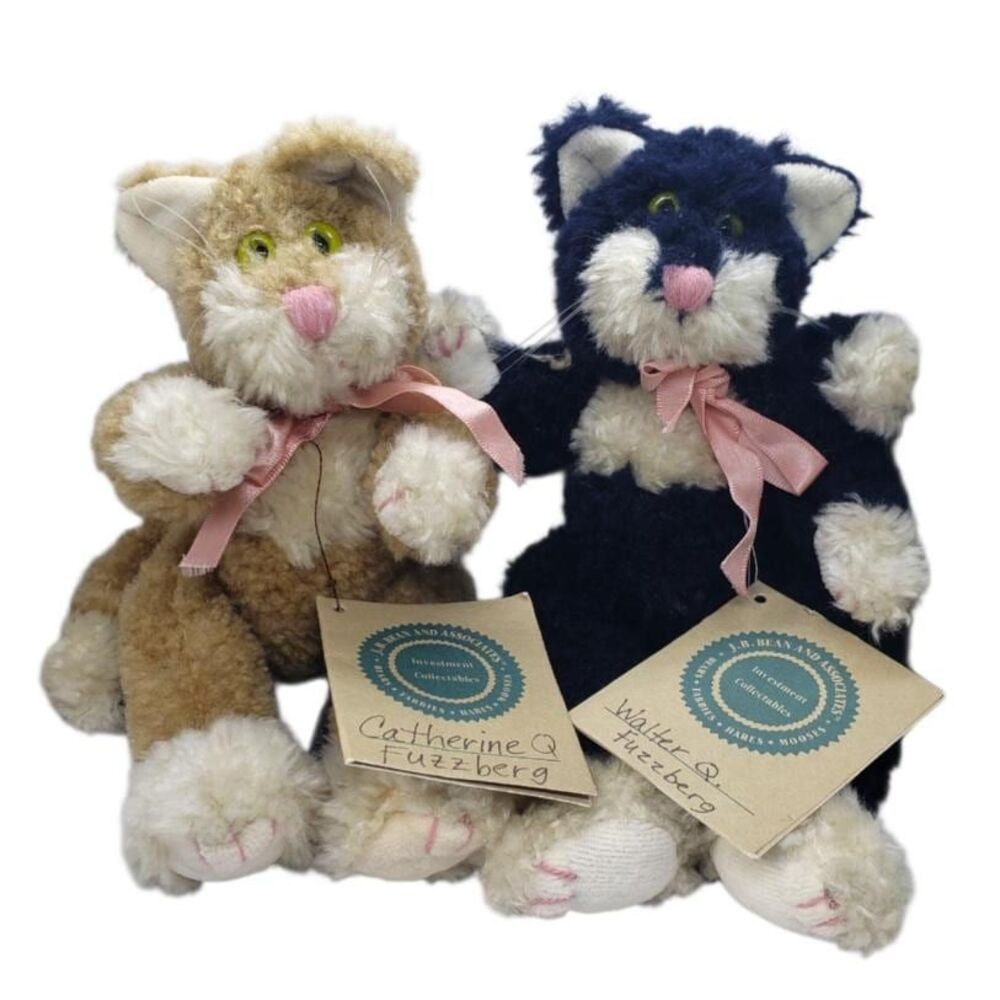 Boyds Bears Catherine Q & Walter Q Fuzzberg 8" Jointed Plush Tuxedo Cats 1985-96